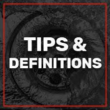 Black box with a red border that reads "Tips & Definitions"