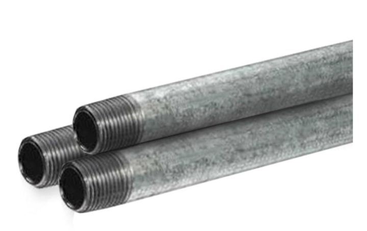 Three galvanized steel pipes stacked on each other