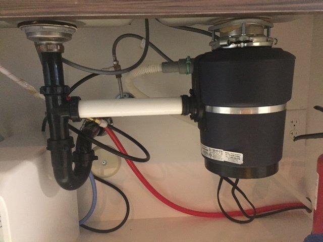 Garbage disposal electrical wiring under sink